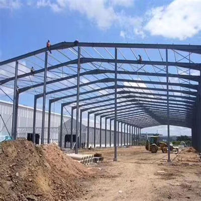 Rumah Baja Prefabrikasi Bertahan Angin OEM Bangunan Bingkai Logam