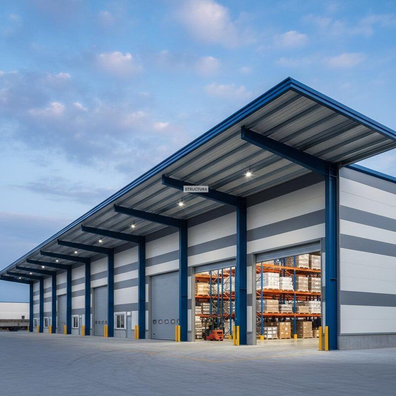Sandwich Panel Roof Cladding Steel Structure Warehouse incorporating H Section Steel Main Steel Frame and storage solution
